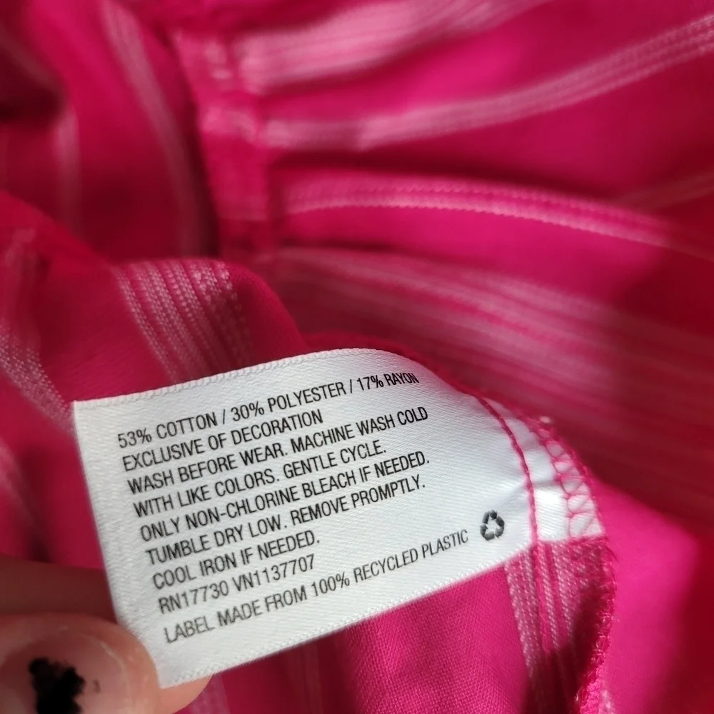 Genuine Kids 18 M OshKosh B'Gosh Pink Striped Tassle Blouse Shirt Boho